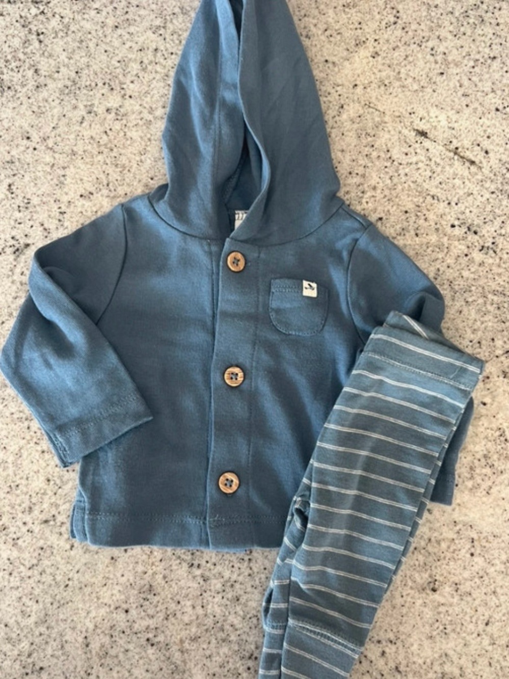 Carter’s Blue Hooded Baby Jacket and Striped Pants Set